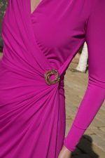 Vestido Midi Cruzado Aplique Dorado - Imagen 3