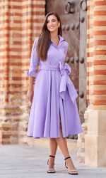 Vestido Midi de Tafetán con Lazada