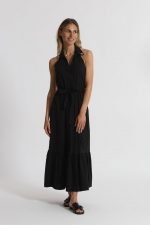 Vestido largo con detalles de joyería en el cuello - Imagen 2