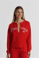 Sudadera "Beverly Hills" con cuello en V y detalles de pedrería - Imagen 2