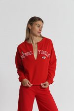 Sudadera "Beverly Hills" con cuello en V y detalles de pedrería