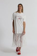 Vestido de manga corta "Beverly Hills" con inserciones de encaje