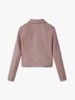 Biker corta ecopiel rosa - Imagen 4