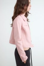 Biker corta ecopiel rosa - Imagen 7