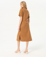 Vestido midi camisero con cinturón - Imagen 4