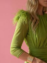 Vestido Midi de Tul y Plumas Escote Redondo - Imagen 6