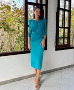 Vestido Midi de Tul y Plumas Escote Redondo - Imagen 2