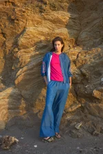 Pantalón ancho denim fluido