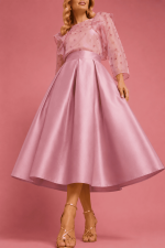 Falda Midi de Tafetán Lisa
