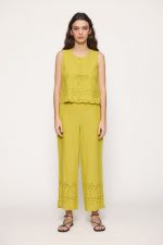 Pantalón de algodón bordado palmeras - Imagen 4