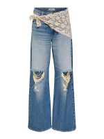 Pantalón vaquero wide Carrie con pañuelo de crochet