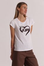 Camiseta "Love" con estampado de terciopelo y lazo de pedrería - Imagen 5