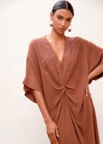 Vestido midi anudado lino - Imagen 4