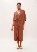 Vestido midi anudado lino - Imagen 5
